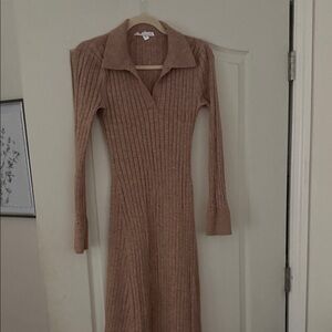 Lucky Brand Tan Long Sleeve Knit Dress